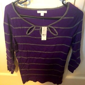 Purple and Grey Striped Sweater—tags attached